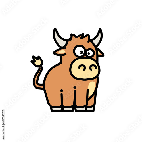Charming Highland Cattle Illustration A Whimsical Farm Animal Portrait