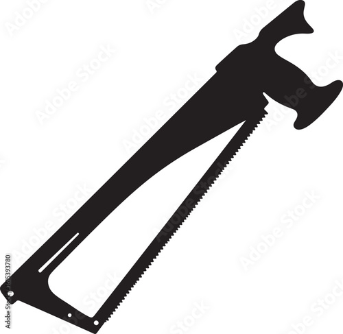 Hand saw in silhouette image white background.