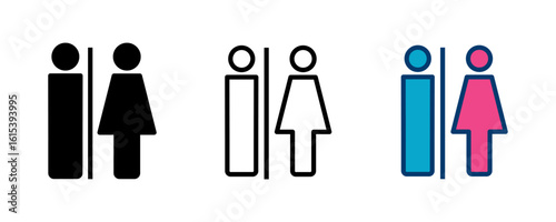 Toilet icon vector isolated on white background. Toilet sign. Man and woman restroom sign vector. Male and female icon