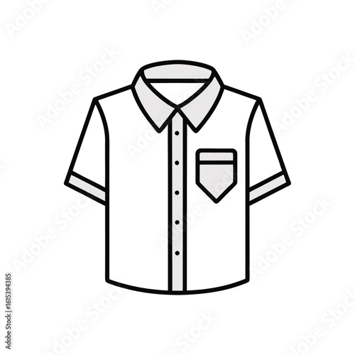 Simple icon of a short sleeve button up shirt isolated on white background