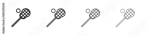 Lacrosse stick ball icon linear vector icon in a editable style.