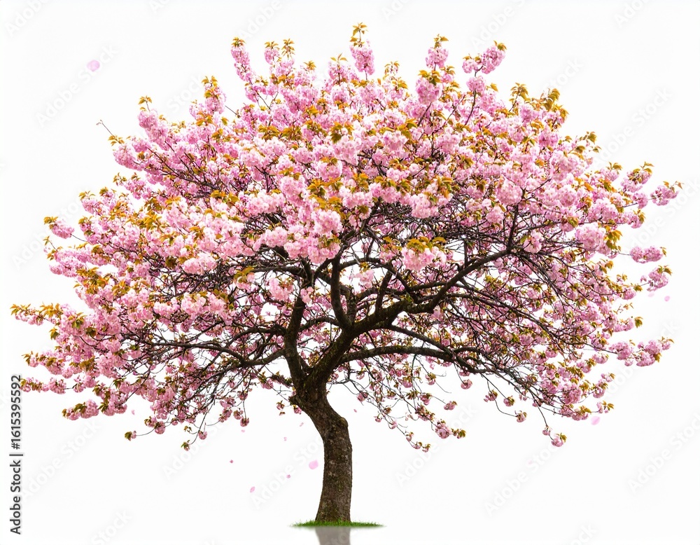 Fototapeta premium Cherry Blossom Tree with Glass Texture and Unique Curved Branches