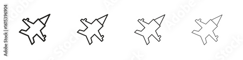 Fighter jet icon linear vector icon in a editable style.