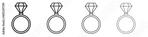 Diamond ring icon linear vector icon in a editable style.