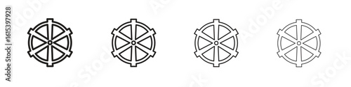 Dharmachakra icon linear vector icon in a editable style.