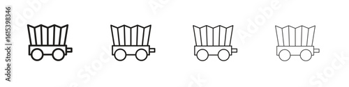 Covered wagon icon linear vector icon in a editable style.