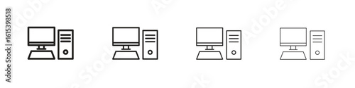 Computer icon linear vector icon in a editable style.