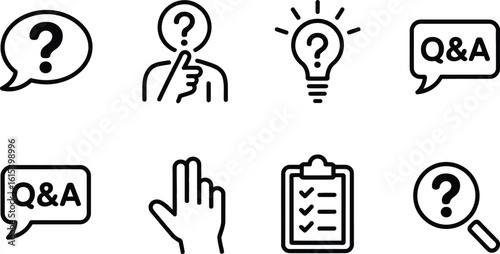 Question and answer icon set icons