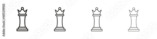 Chess queen icon linear vector icon in a editable style.