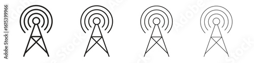 Broadcast tower icon linear vector icon in a editable style.