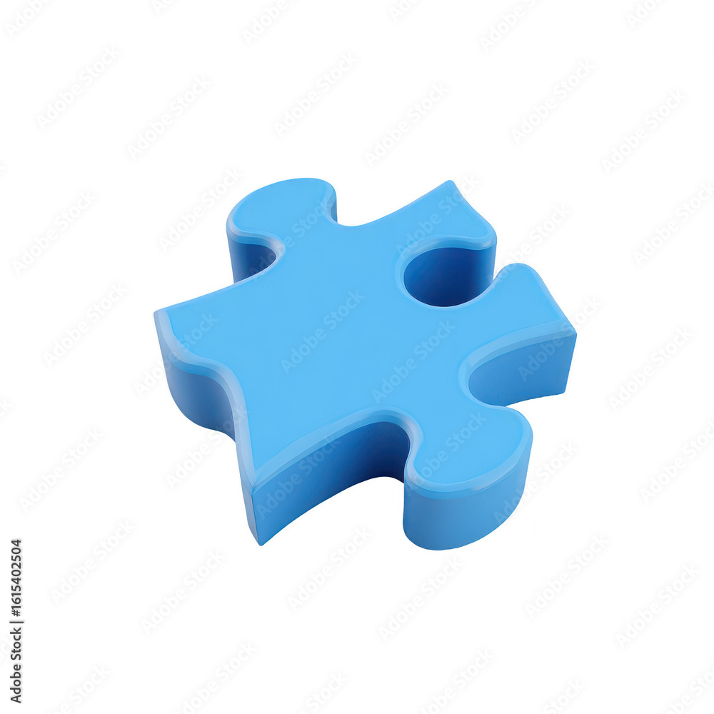 Fototapeta premium A light blue puzzle piece on a black background.