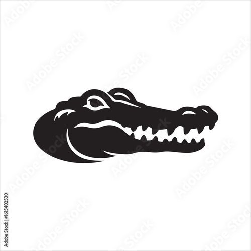 Silhouette Style Vector Crocodile Logo Icon – Minimal Reptile Emblem for Wildlife Branding, Fierce Predator Symbol, Monochrome Alligator Graphic Design for Nature, Zoo, Safari, or Adventure Themes