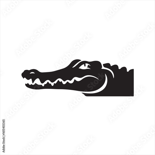 Silhouette Style Vector Crocodile Logo Icon – Minimal Reptile Emblem for Wildlife Branding, Fierce Predator Symbol, Monochrome Alligator Graphic Design for Nature, Zoo, Safari, or Adventure Themes