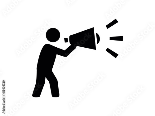 A man with a megaphone line art silhouette vector illustration