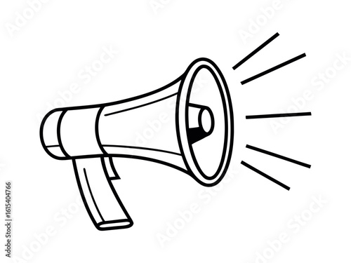 A man with a megaphone line art silhouette vector illustration