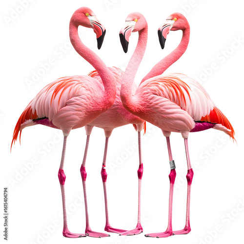 Elegant Flamingos Posing Gracefully Against Transparent Background