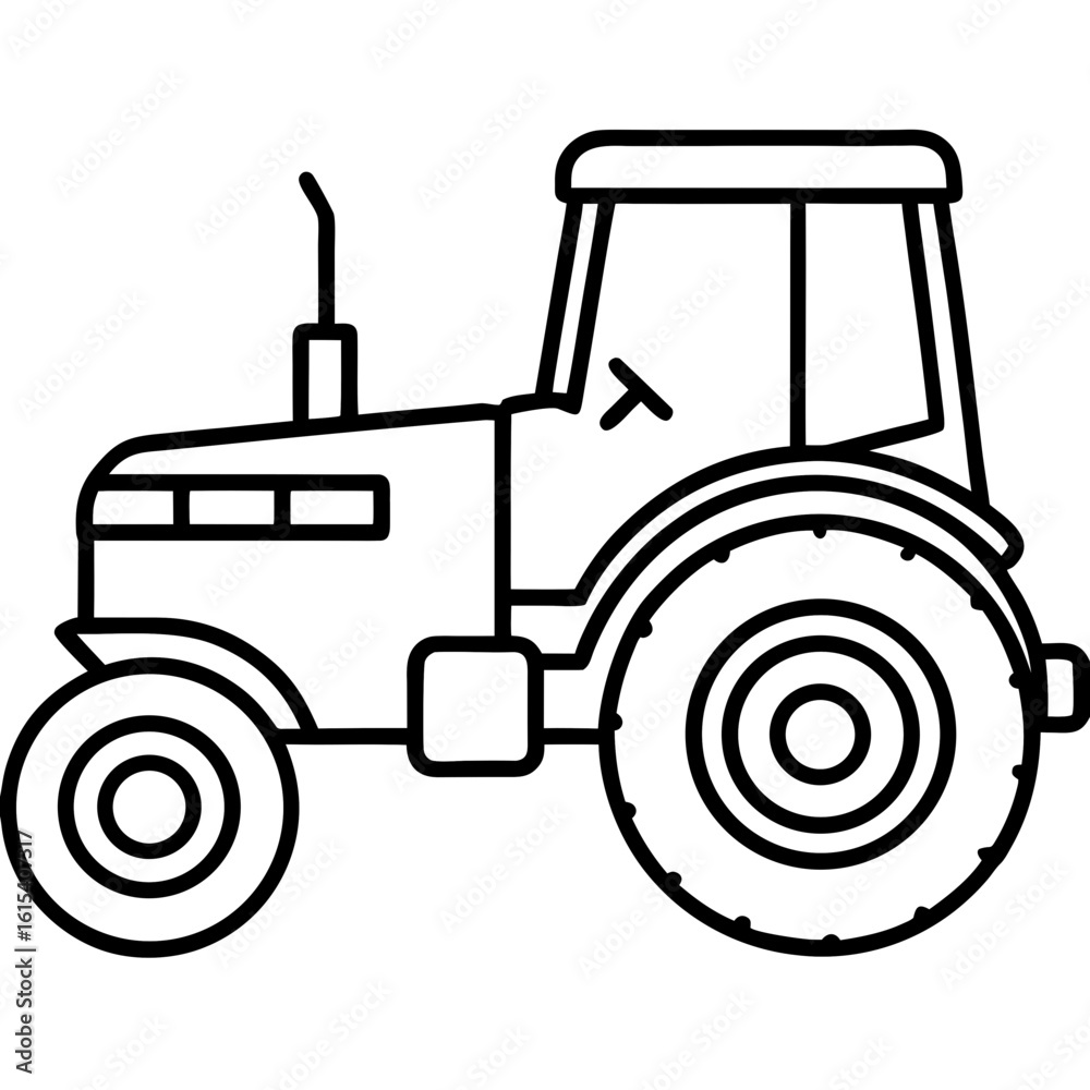 Fototapeta premium Minimal Tractor Line Illustration 