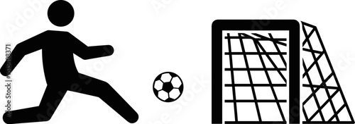 Football player kicking ball towards goal in silhouette icon