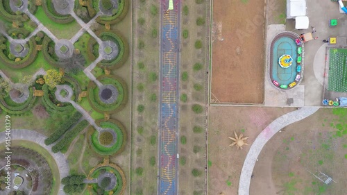 Aerial View of Colorful Flower Fields at Huawu Renjian Scenic Area