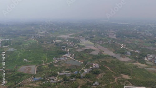 Aerial View of LaoJun Mountain with Taoist Temple and Winding Mountain Paths