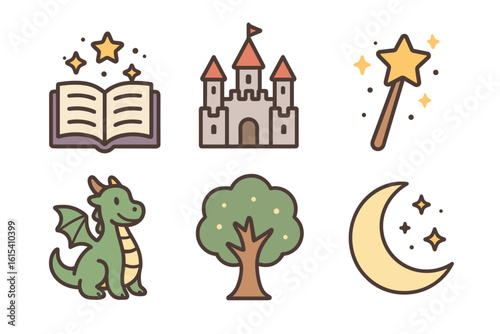 Vector Illustration of Whimsical Storybook Elements