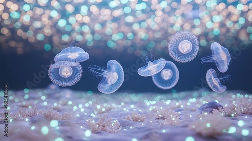 Elegant Jellyfish Dance in a Mystical Ocean Environment
