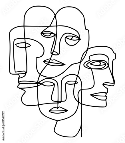 A bunch of different monotonous faces that came together