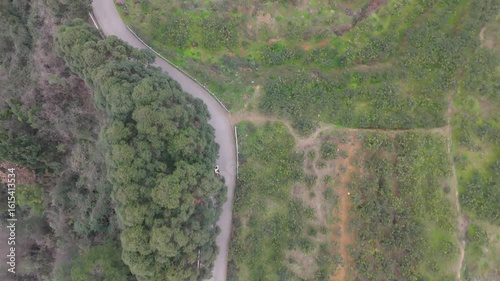 Aerial View of LaoJun Mountain with Taoist Temple and Winding Mountain Paths