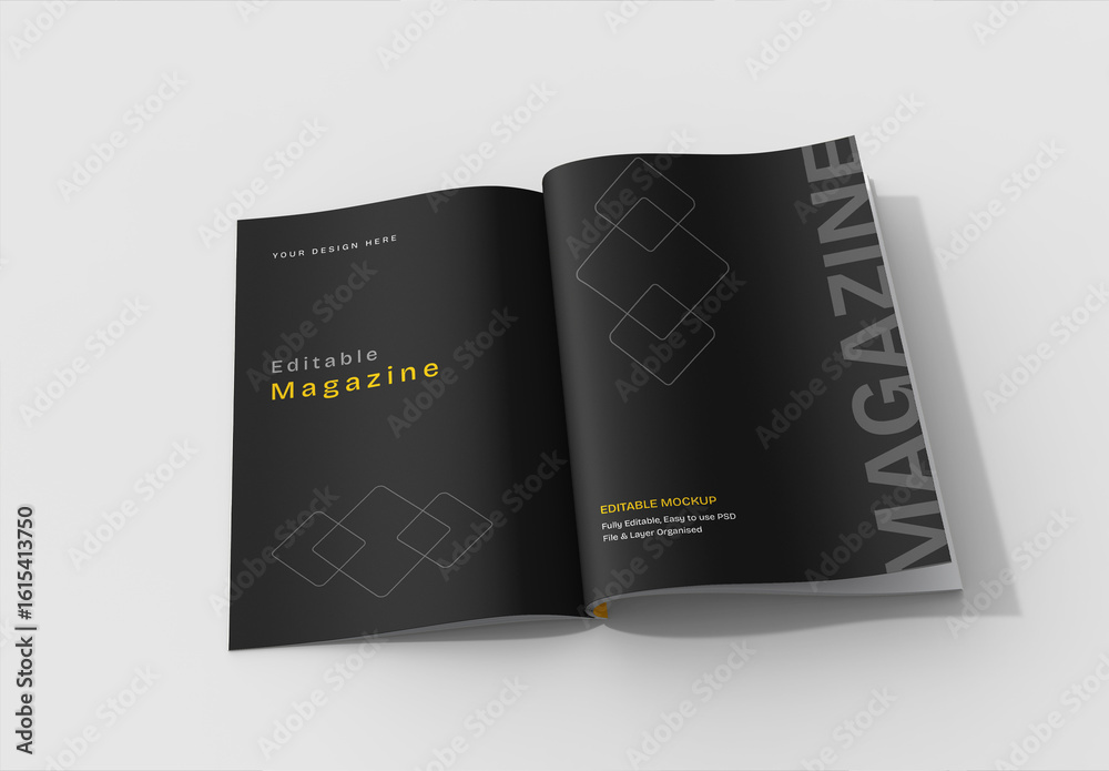 Template Open Magazine Open Magazine Mockup Design Stock Template | Adobe Stock