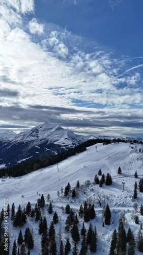 Aerial View of Les Arcs Ski Resort in the French Alps