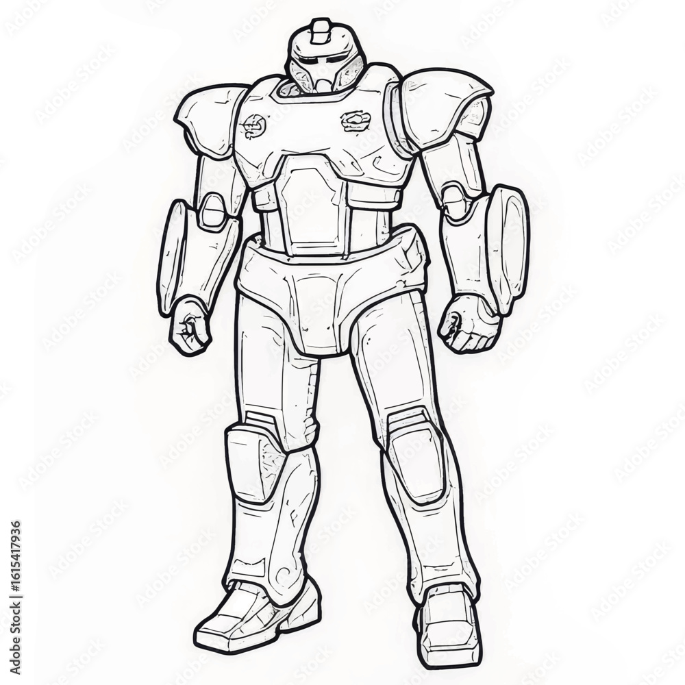 Obraz premium Robot character design in outlined style for coloring activities 