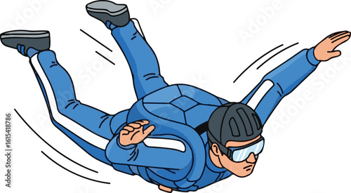 Skydiving Extreme Sports Action Cartoon Illustration