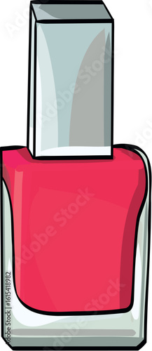 Red Nail Polish Bottle with Silver Cap
