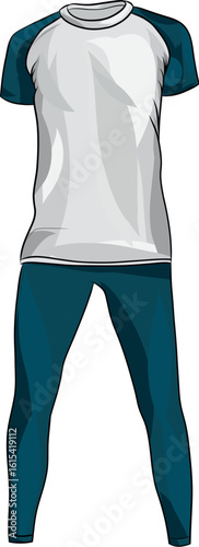 Sportswear Set with Raglan Shirt and Leggings