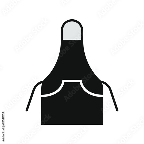 Black chef apron with pocket isolated on white background