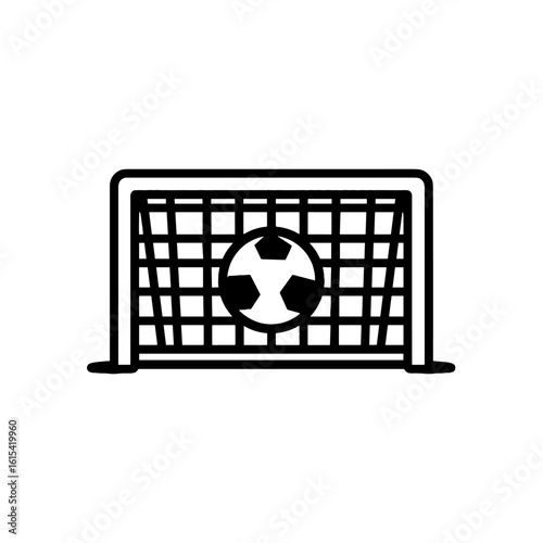A soccer ball caught in the net.