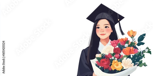 young female graduate holding diploma