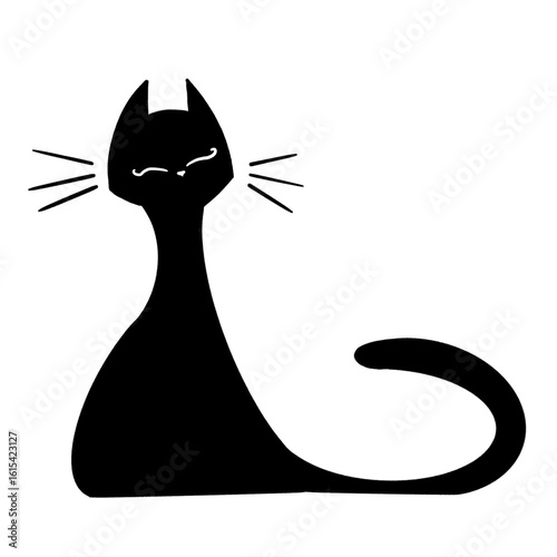 the black cat is smiling 