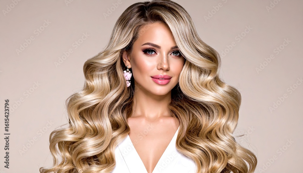 Naklejka premium Woman with blonde curls