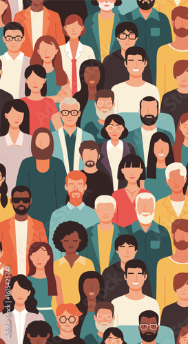 A diverse crowd of people from various backgrounds representing global unity and connection