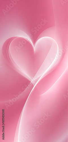 Romantic abstract heart on soft pink background with gentle gradient, minimal and elegant design for love or wedding themes