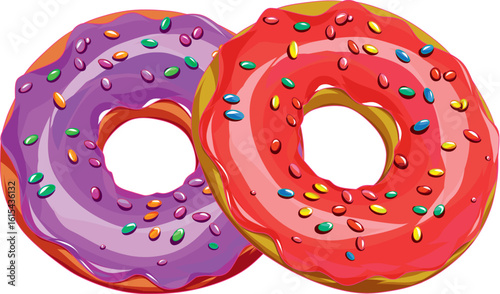 Two Donuts with Sprinkles and Glazed Icing on Top