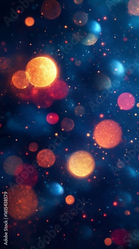 Abstract Sparkling Lights on Dark Blue Background for Festive Mood