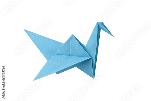 Free Download Light blue origami crane sailing smoothly, delicate paper folding casting elegant shadow on minimalist transparent surface - GFXLoad