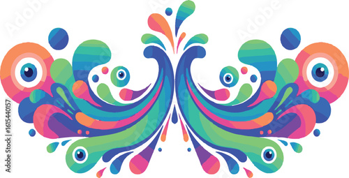 Colorful abstract splash with eyes and circles vector