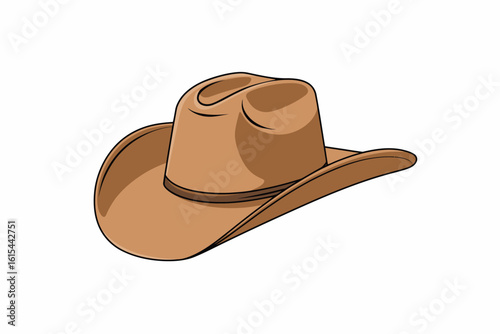 Brown cowboy hat illustration on white background
