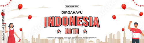 Illustration Celebrating Indonesias Independence Day with Happy People and Patriotic Themes