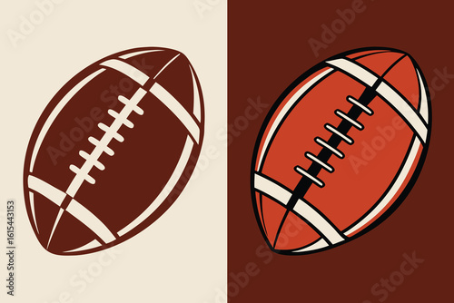 Two American Footballs on Split Background Sport Illustration Graphic Design