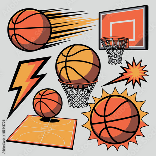 Dynamic basketball collection with action and energy elements