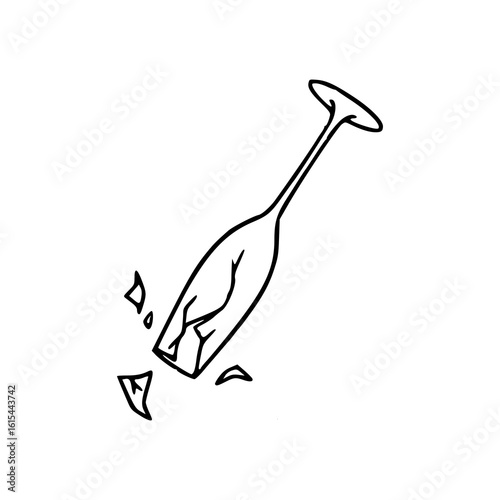 broken wine glass outline